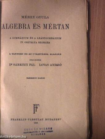 Algebra és mértan IV.