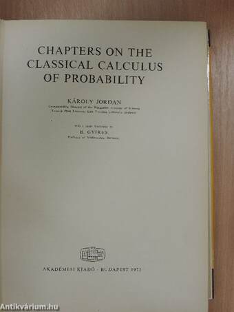 Chapters on the Classical Calculus of Probability