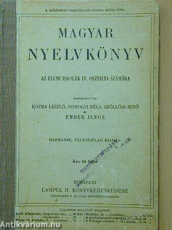 Magyar nyelvkönyv az elemi iskolák IV. osztálya számára