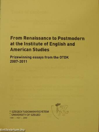 From Renaissance to Postmodern at the Institute of English and American Studies