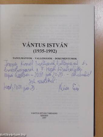 Vántus István (1935-1992) (dedikált példány)