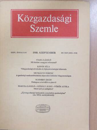 Közgazdasági Szemle 1988. szeptember