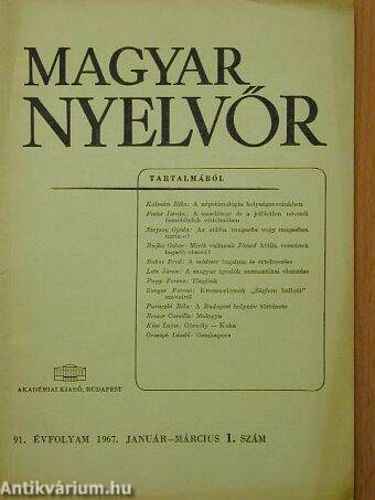 Magyar Nyelvőr 1967. január-március