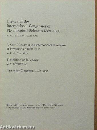 History of the International Congresses of Physiological Sciences 1889-1968