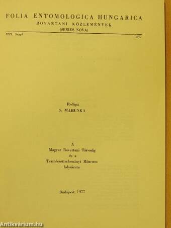 Folia Entomologica Hungarica 1977.