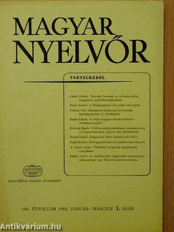 Magyar Nyelvőr 1982. január-március