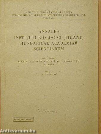 Annales Instituti Biologici (Tihany) Hungaricae Academiae Scientiarum 1952.