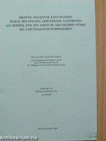 Bildung Negativer Kalium-Ionen Durch den Einfang Gebundener Elektronen als Beispiel für den einfluss sekundärer stösse bei Ladungsaustauschprozessen