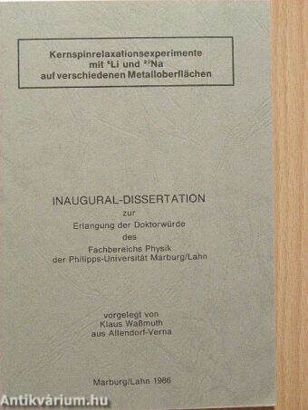Kernspinrelaxationsexperimente mit 6Li und 23Na auf verschiedenen Metalloberflächen
