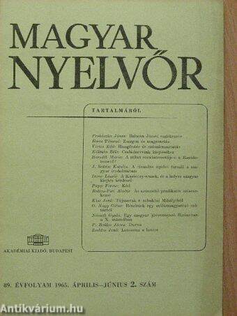Magyar Nyelvőr 1965. április-június
