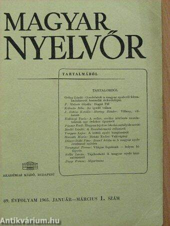 Magyar Nyelvőr 1965. január-március