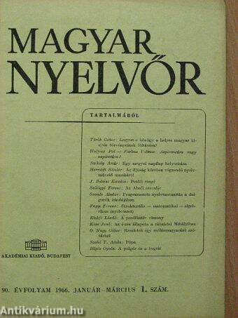 Magyar Nyelvőr 1966. január-március