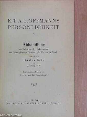 E. T. A. Hoffmanns Persönlichkeit