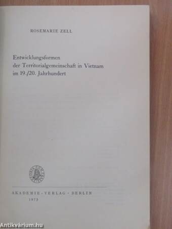 Entwicklungsformen der Territorialgemeinschaft in Vietnam im 19./20. Jahrhundert