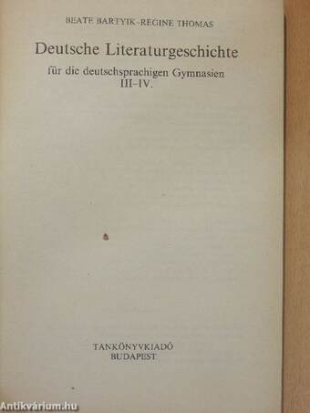 Deutsche Literaturgeschichte III-IV.