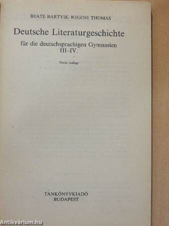 Deutsche Literaturgeschichte III-IV.