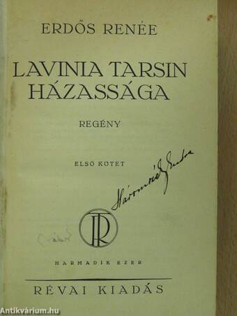 Lavinia Tarsin házassága I-II. (aláírt példány)