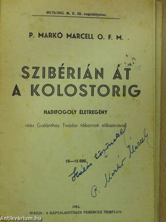 Szibérián át a kolostorig (dedikált példány)