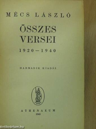 Mécs László összes versei (aláírt, számozott példány)