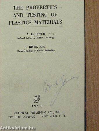 The properties and testing of plastics materials