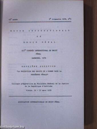 Revue Internationale de Droit Pénal 1979