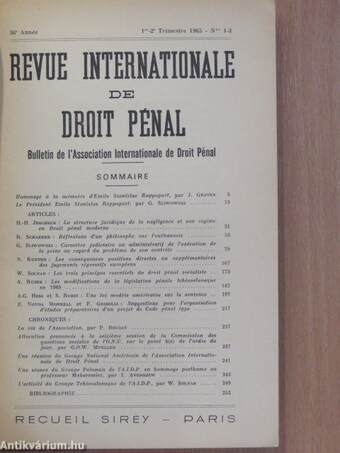 Revue Internationale de Droit Pénal 1965