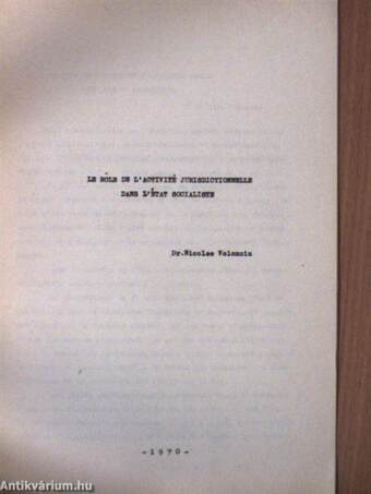 Le role de l'activité jurisdictionnelle dans l'état socialiste
