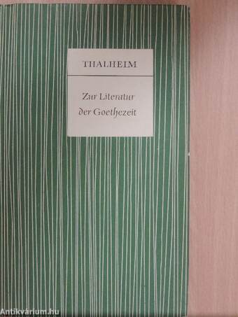 Zur Literatur der Goethezeit