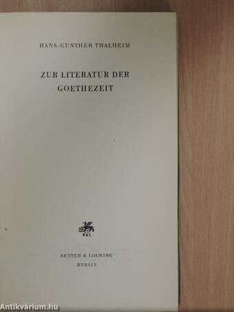 Zur Literatur der Goethezeit