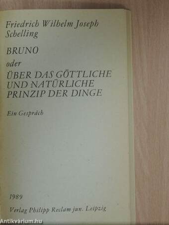 Bruno oder Über das göttliche und natürliche Prinzip der Dinge