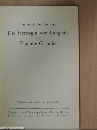 Die Herzogin von Langeais/Eugenie Grandet