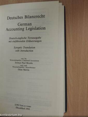 Deutsches Bilanzrecht/German Accounting Legislation