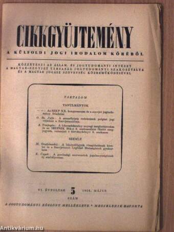 Jogtudományi Közlöny 1956. május/Cikkgyüjtemény a külföldi jogi irodalom köréből