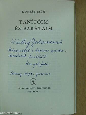 Tanítóim és barátaim (dedikált példány)