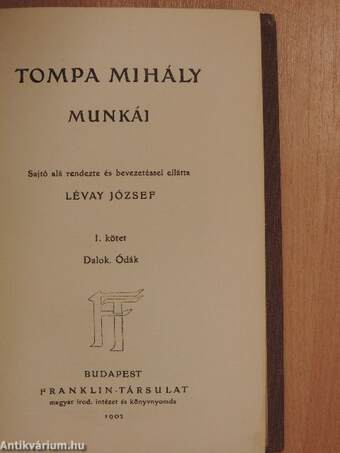 Tompa Mihály munkái I-IV.