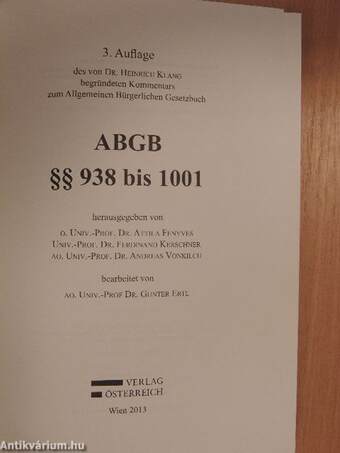 ABGB §§ 938 bis 1001