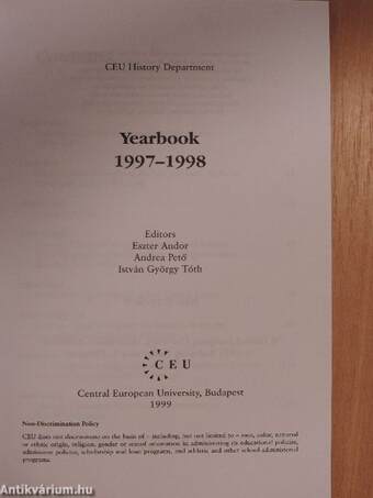 CEU History Department Yearbook 1997-1998