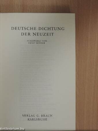 Deutsche Dichtung der Neuzeit