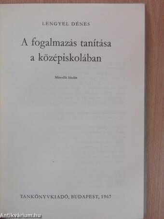 A fogalmazás tanítása a középiskolában