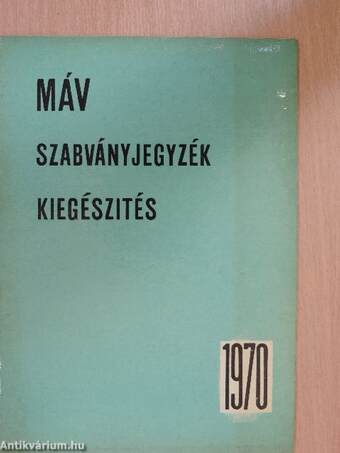 MÁV szabványjegyzék kiegészités 1970