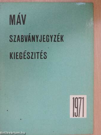 MÁV szabványjegyzék kiegészités 1971