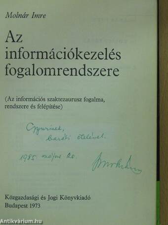 Az információkezelés fogalomrendszere (dedikált példány)