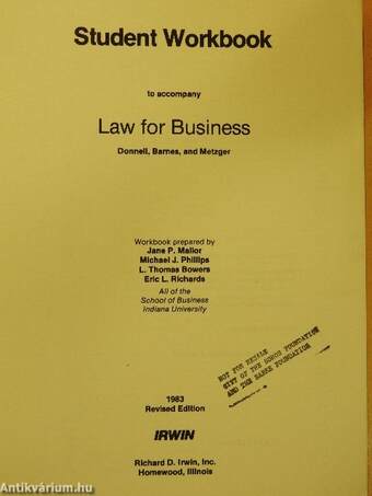 Student Workbook to accompany Law for Business