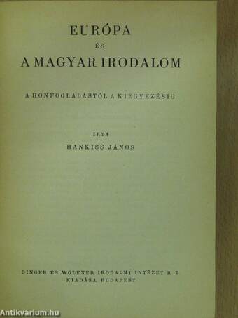 Európa és a magyar irodalom (dedikált példány)