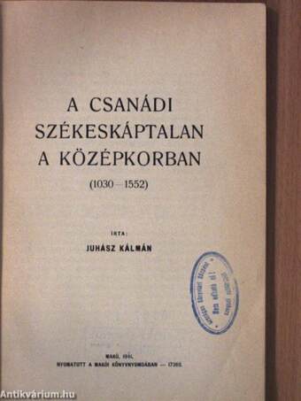 A csanádi székeskáptalan a középkorban