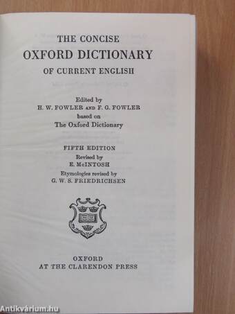 The Concise Oxford Dictionary of Current English