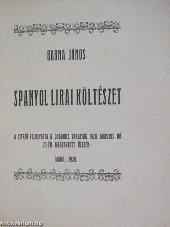 Spanyol lirai költészet