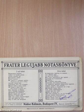 Fráter legujabb notáskönyve II.