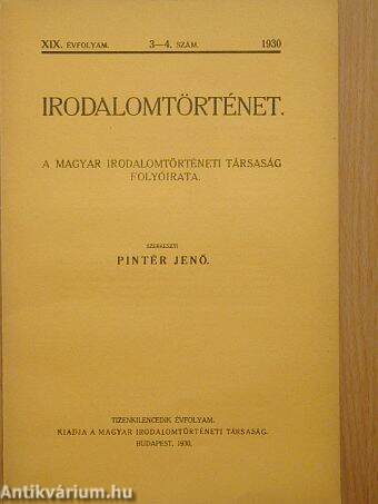 Irodalomtörténet 1930. 3-4. szám