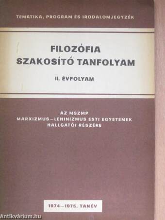 Filozófia szakosító tanfolyam II.